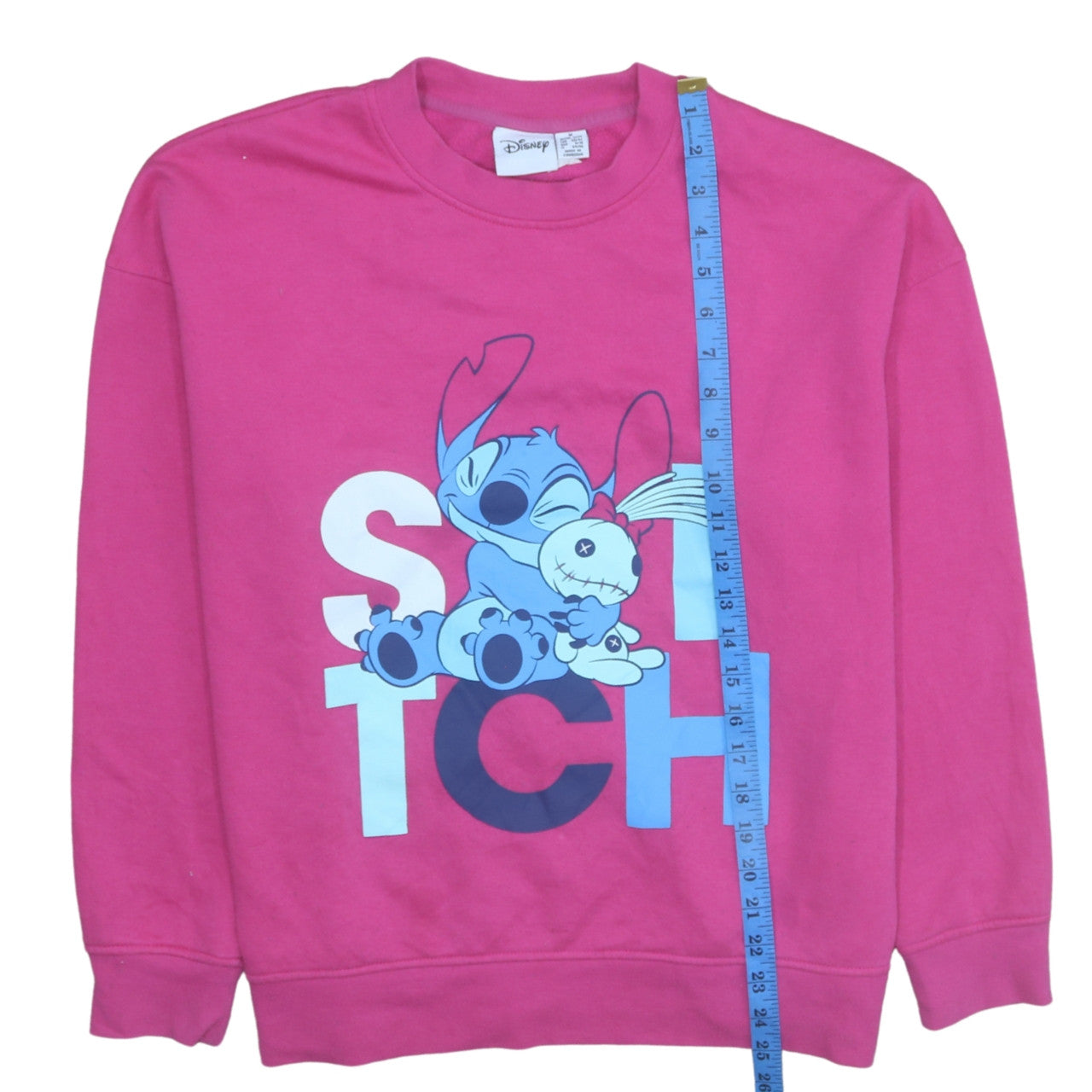 Disney Womens Pink Stitch Pullover Sweatshirt Size M 12/14