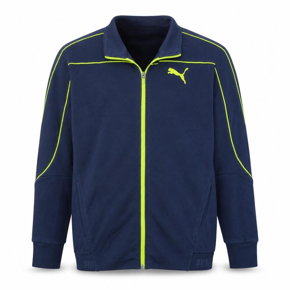 Front view of Puma Men's Blue Full Zip Sweatshirt, size S, Sportswear Jacket