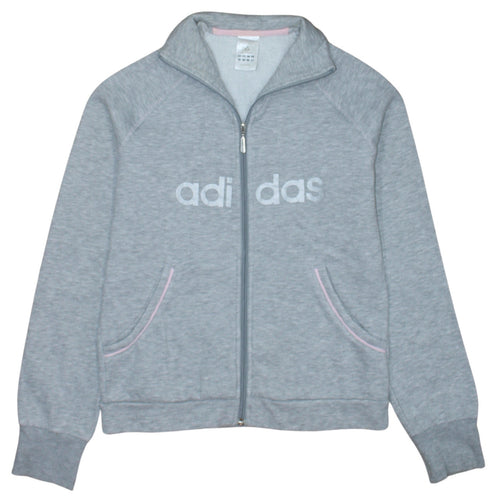Adidas Womens Grey Full Zip Sweatshirt Size 12 Classic Fit