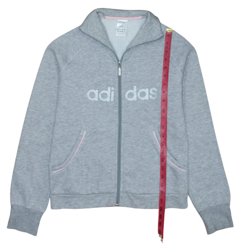 Adidas Womens Grey Full Zip Sweatshirt Size 12 Classic Fit