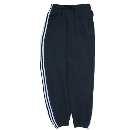 Adidas Womens Black Jogger Trousers Size 12 Striped Logo Fleece