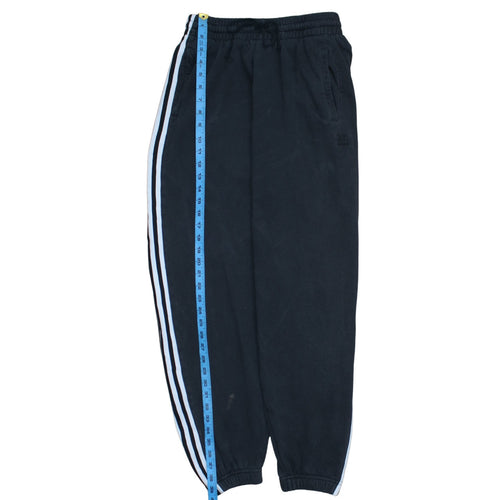 Adidas Womens Black Jogger Trousers Size 12 Striped Logo Fleece