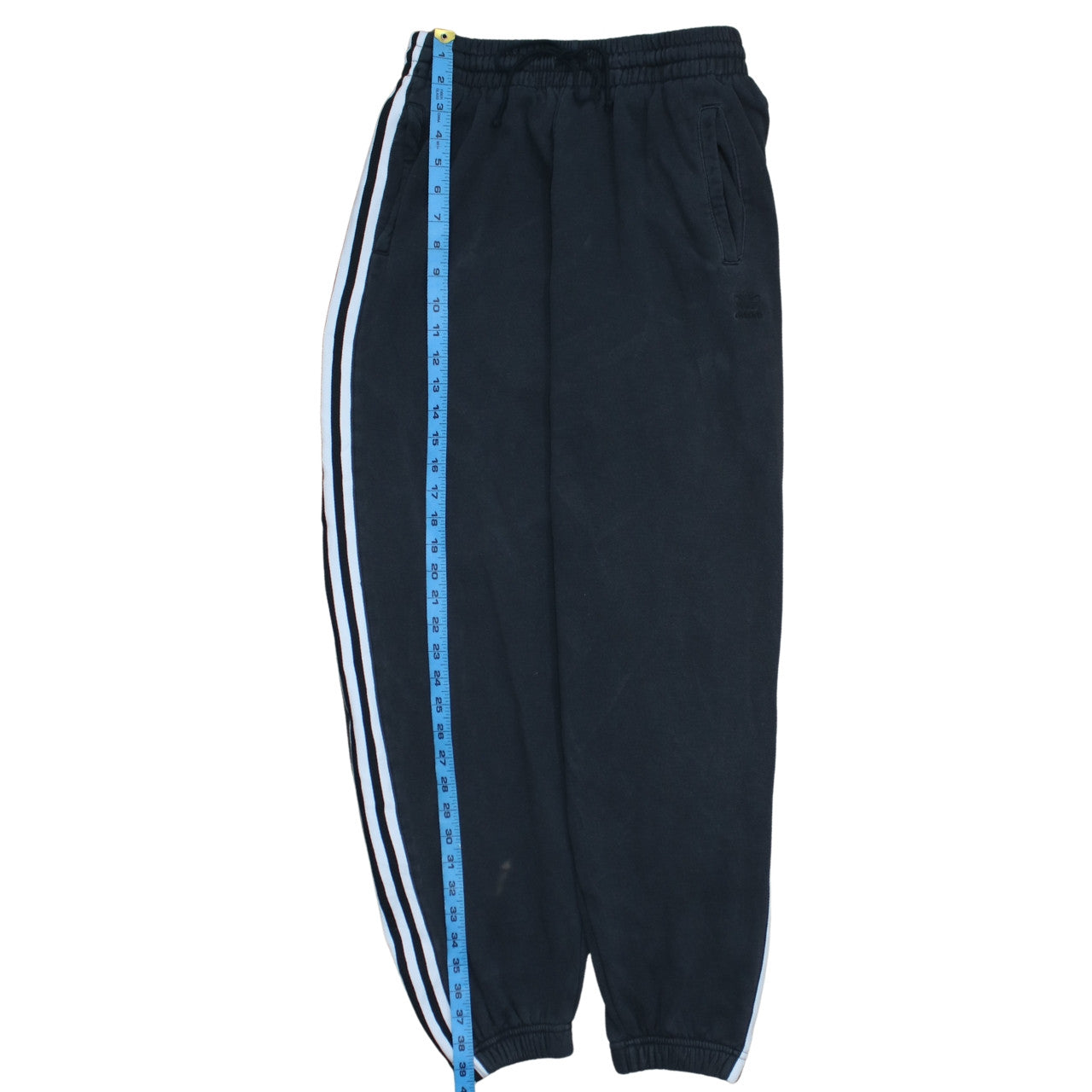 Adidas Womens Black Jogger Trousers Size 12 Striped Logo Fleece