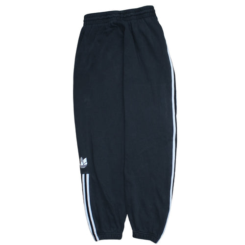 Adidas Womens Black Jogger Trousers Size 12 Striped Logo Fleece