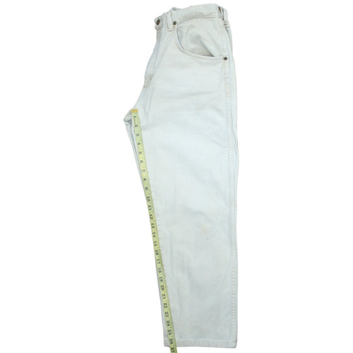 Wrangler Men's White Straight Leg Denim Jeans 34x30 Cotton Vintage