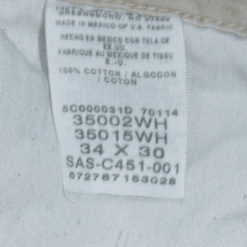 Wrangler Men's White Straight Leg Denim Jeans 34x30 Cotton Vintage