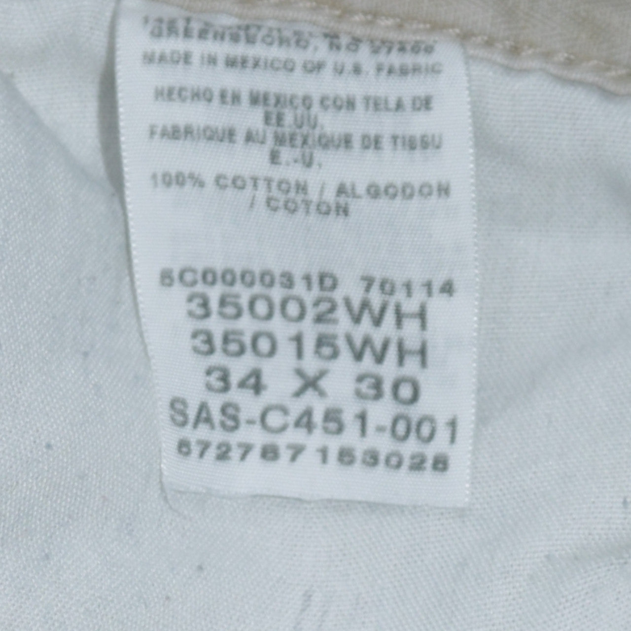 Wrangler Men's White Straight Leg Denim Jeans 34x30 Cotton Vintage