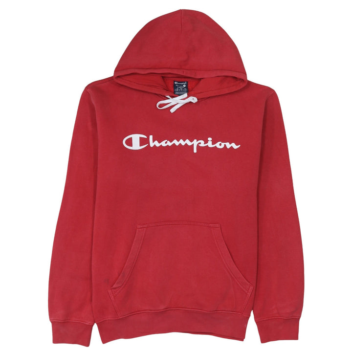 Champion Men's Red Pullover Hoodie Size L Fleece Logo Sweatshirt