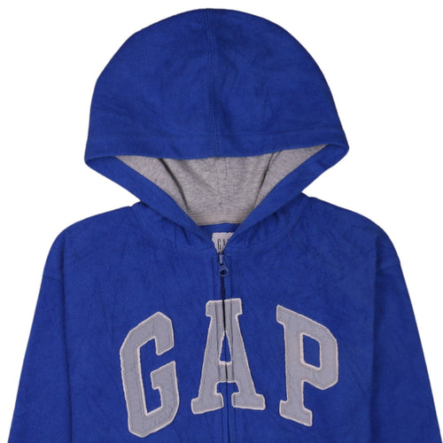 GAP Kids Boys Blue Full Zip Hoodie Size XXL Cotton Blend Lined Logo
