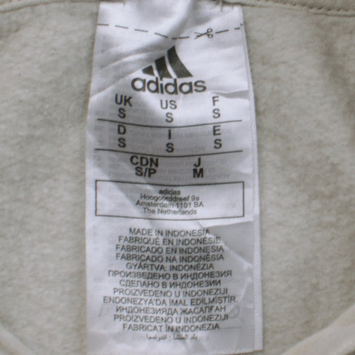 adidas Men's Beige Pullover Hoodie S Regular Fit Fleece Sportswear
