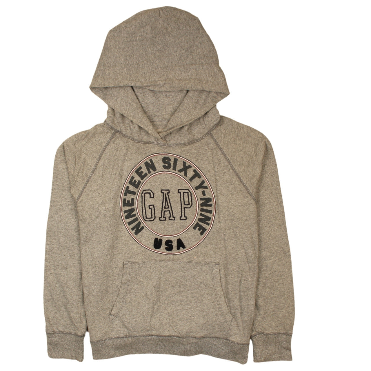 GAP Men's Grey Pullover Hoodie L 1969 USA Logo Fleece Sweatshirt
