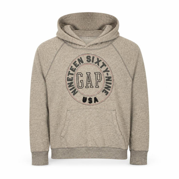 Gap Men's Grey Pullover Hoodie L 1969 USA Logo Fleece Sweatshirt