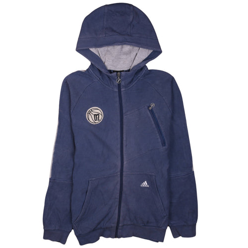 Adidas Men's Blue Full Zip Hoodie Medium Basketball Graphic