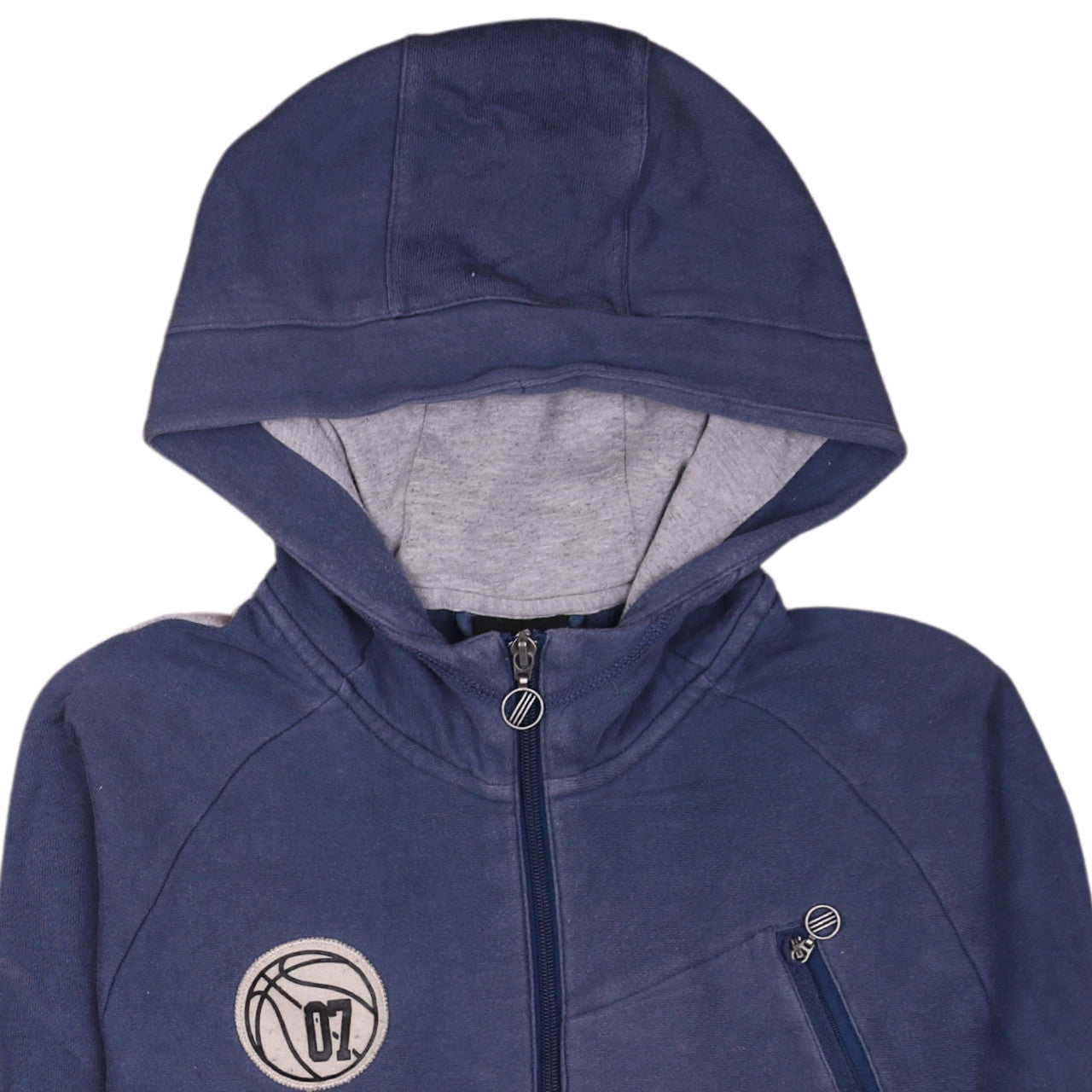 Adidas Men's Blue Full Zip Hoodie Medium Basketball Graphic