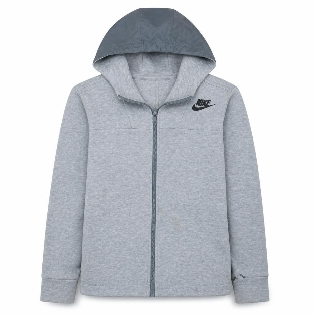 Front view of Nike Men’s Grey Full Zip Hoodie, size S, Regular Fit