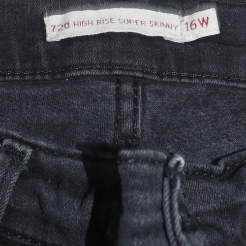 Levi's Women's Black 720 High Rise Super Skinny Jeans Size 16 Plus