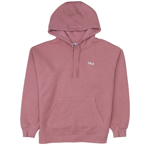 Fila Women’s Pink Pullover Hoodie L Embroidered Logo Sweatshirt