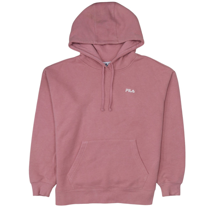 Fila Women’s Pink Pullover Hoodie L Embroidered Logo Sweatshirt