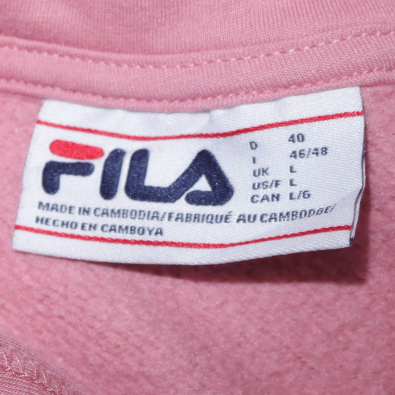 Fila Women’s Pink Pullover Hoodie L Embroidered Logo Sweatshirt