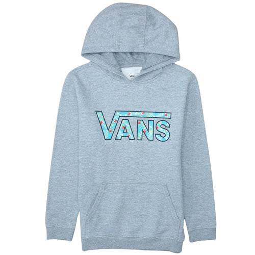 Vans Womens Grey Pullover Hoodie Large Logo Print Cotton Blend