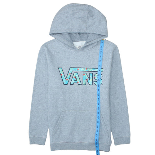Vans Womens Grey Pullover Hoodie Large Logo Print Cotton Blend