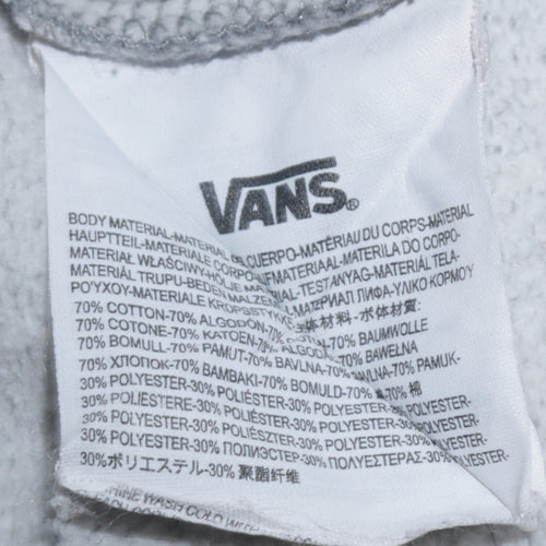 Vans Womens Grey Pullover Hoodie Large Logo Print Cotton Blend