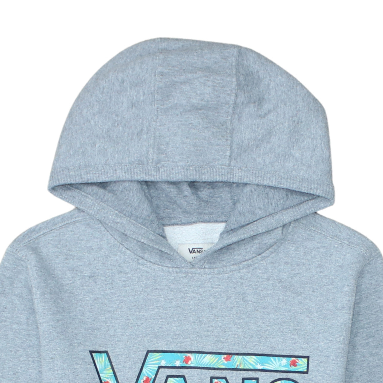 Vans Womens Grey Pullover Hoodie Large Logo Print Cotton Blend
