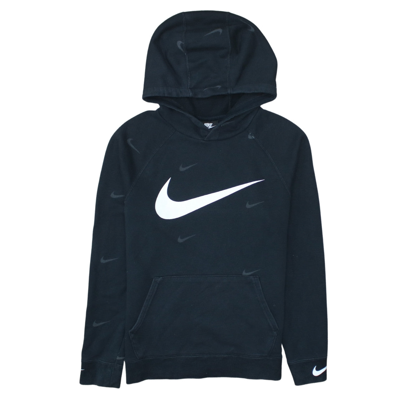 Nike Boys Black XL Pullover Hoodie with White Logo and Kangaroo Pocket