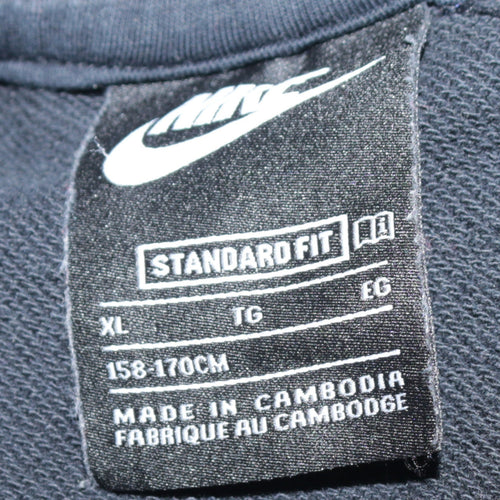 Nike Boys Black XL Pullover Hoodie with White Logo and Kangaroo Pocket