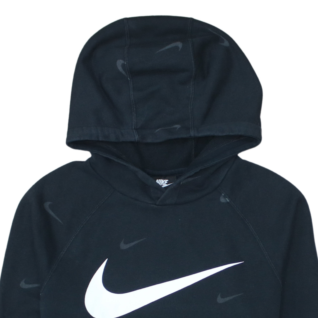 Nike Boys Black XL Pullover Hoodie with White Logo and Kangaroo Pocket