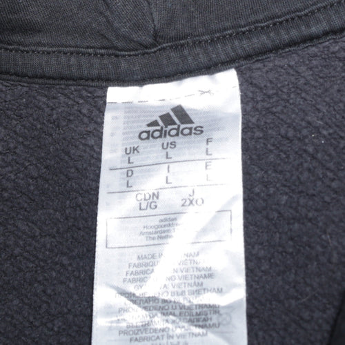 Adidas Men's Black Pullover Hoodie L Sports Fleece Sweatshirt
