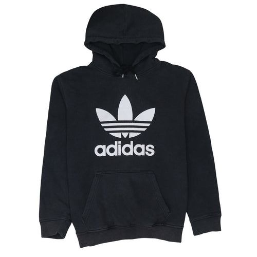 Adidas Men’s Black Pullover Hoodie Size L Trefoil Logo Fleece Sweatshirt