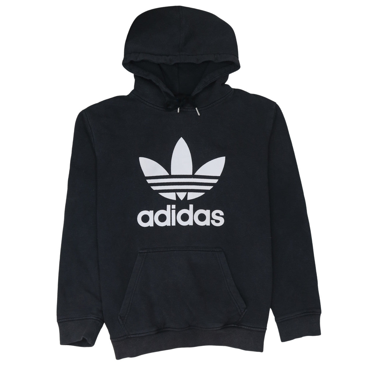 Adidas Men’s Black Pullover Hoodie Size L Trefoil Logo Fleece Sweatshirt