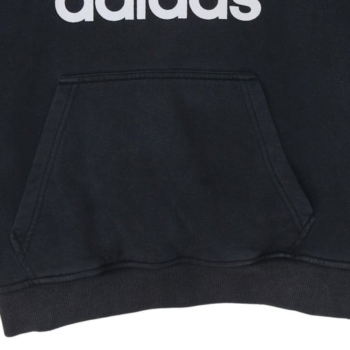 Adidas Men’s Black Pullover Hoodie Size L Trefoil Logo Fleece Sweatshirt