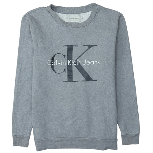 Calvin Klein Jeans Mens Grey XS Crew Neck Logo Sweatshirt