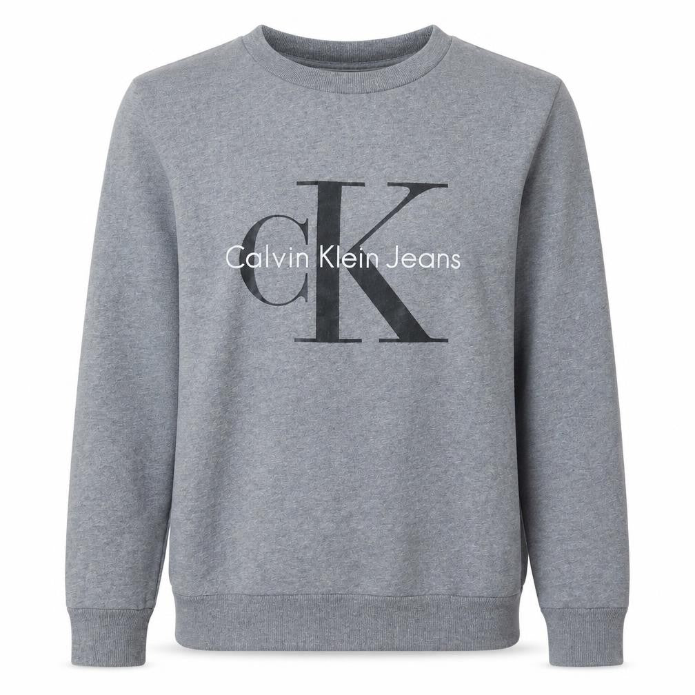 Calvin Klein Jeans Mens Grey XS Crew Neck Logo Sweatshirt