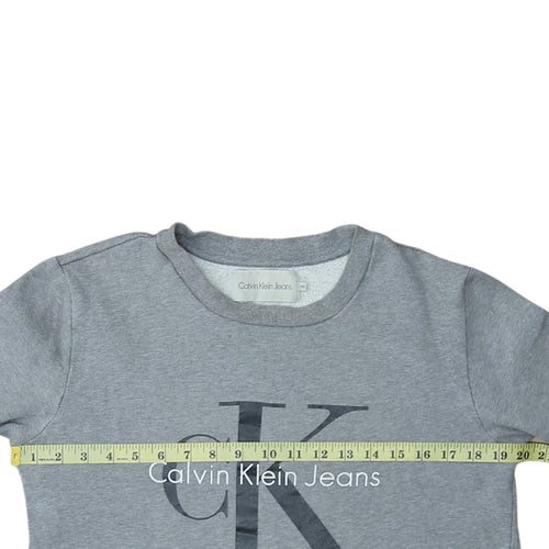 Calvin Klein Jeans Mens Grey XS Crew Neck Logo Sweatshirt