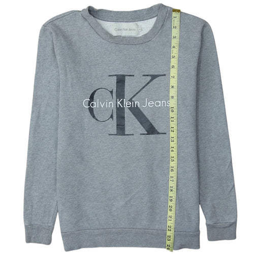 Calvin Klein Jeans Mens Grey XS Crew Neck Logo Sweatshirt