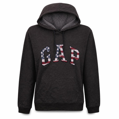 GAP Womens Brown Pullover Hoodie XS American Flag Logo Casual