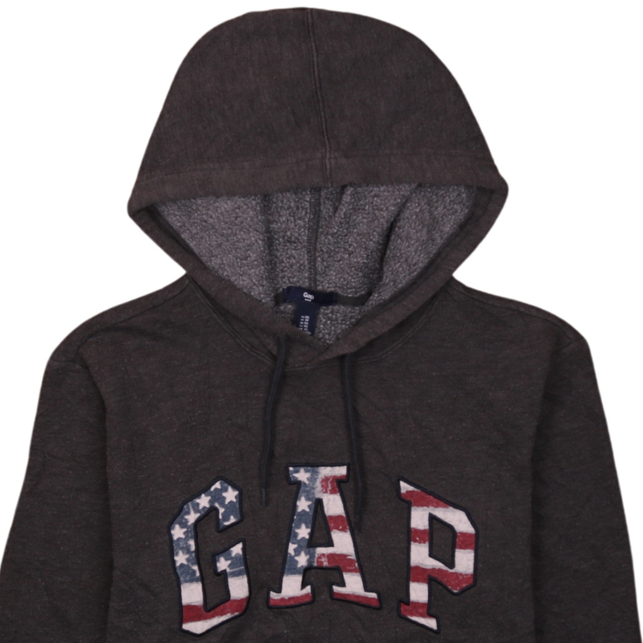 GAP Womens Brown Pullover Hoodie XS American Flag Logo Casual