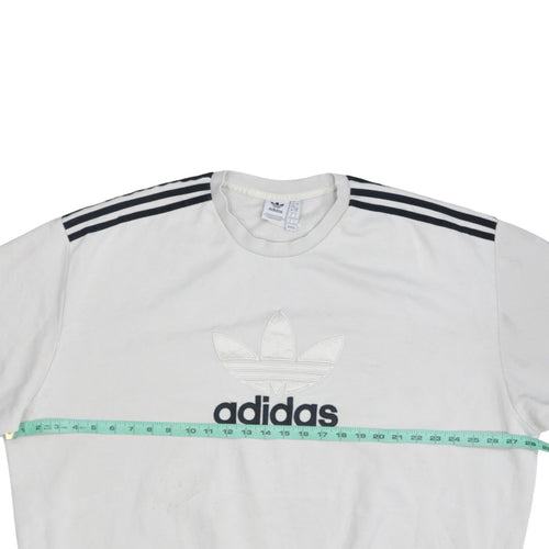 Adidas Men's White Trefoil Logo Pullover Sweatshirt L Fleece