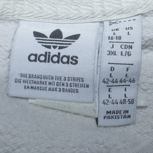 Adidas Men's White Trefoil Logo Pullover Sweatshirt L Fleece