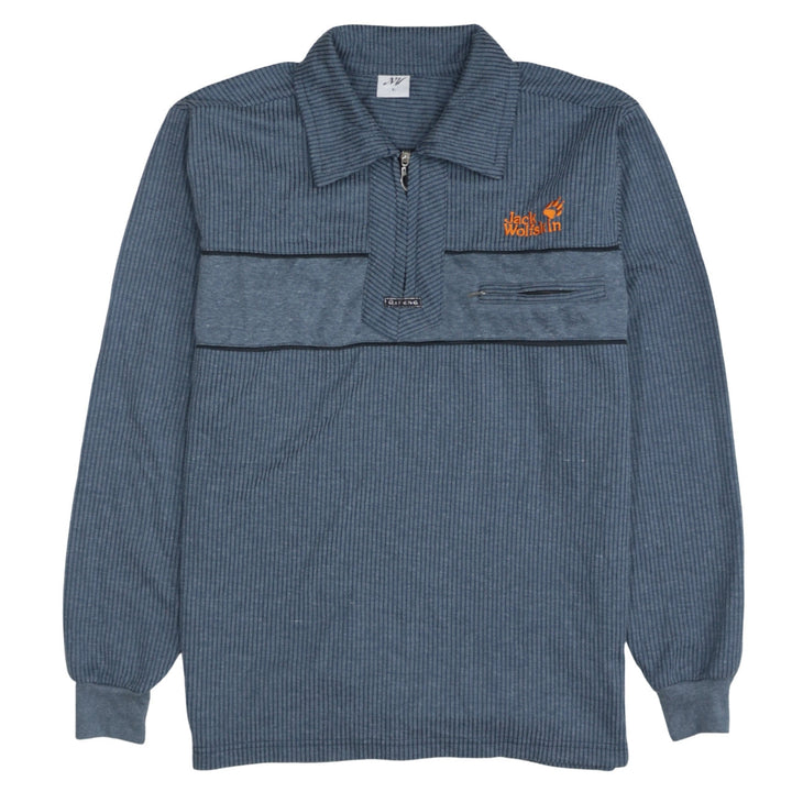 Jack Wolfskin Mens Blue L Henley 1/4 Zip Outdoor Sweatshirt