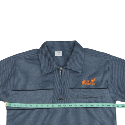 Jack Wolfskin Mens Blue L Henley 1/4 Zip Outdoor Sweatshirt