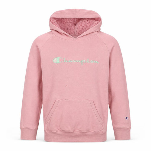 Champion Girls Pink Logo Pullover Hoodie Fleece Lined Size L