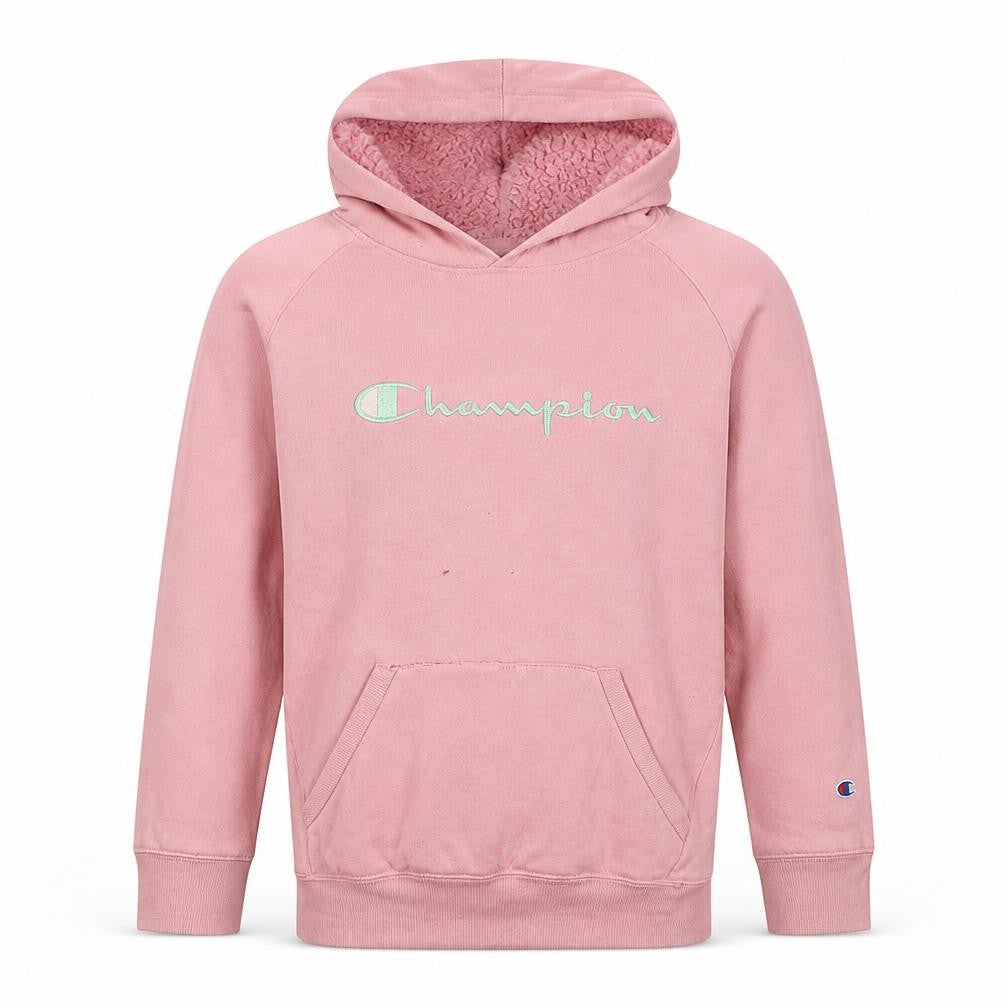 Champion Girls Pink Logo Pullover Hoodie Fleece Lined Size L