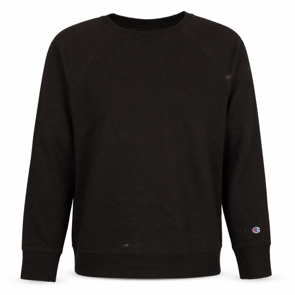 Front view of Champion Men's Black XL Crew Neck Pullover Sweatshirt