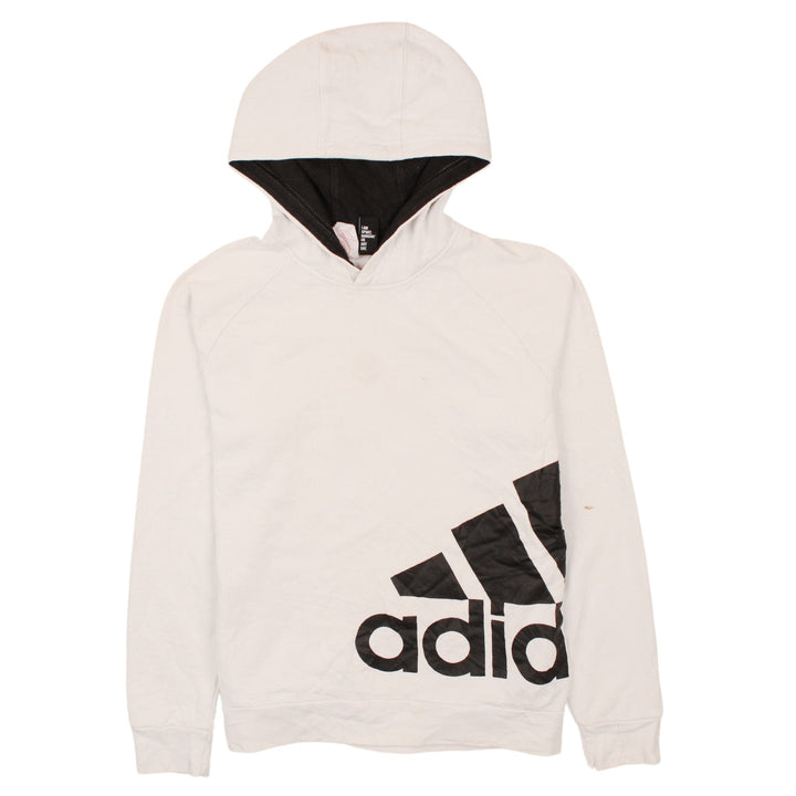 Adidas Boys White Pullover Hoodie Size 13-14 Years Graphic Print