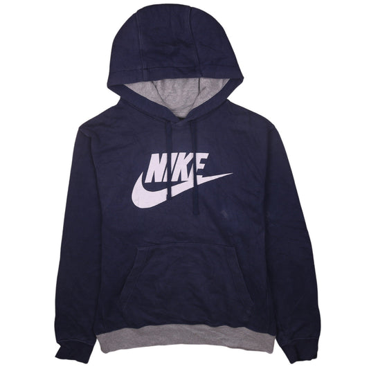 Nike Mens Blue Pullover Hoodie Medium Graphic Logo Sweatshirt