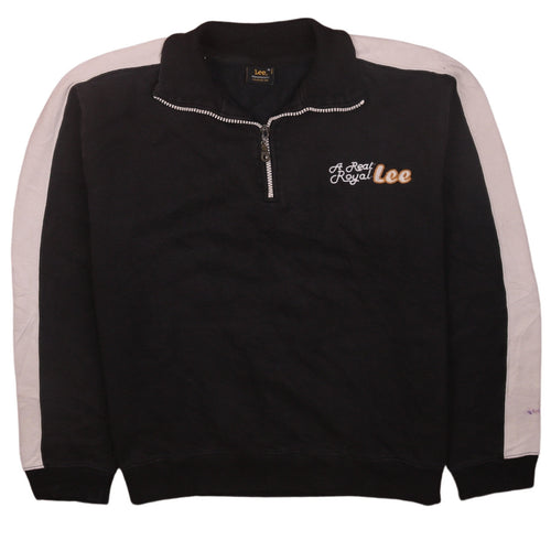Lee Womens Black 1/2 Zip Sweatshirt XL - Casual Cotton Logo Top